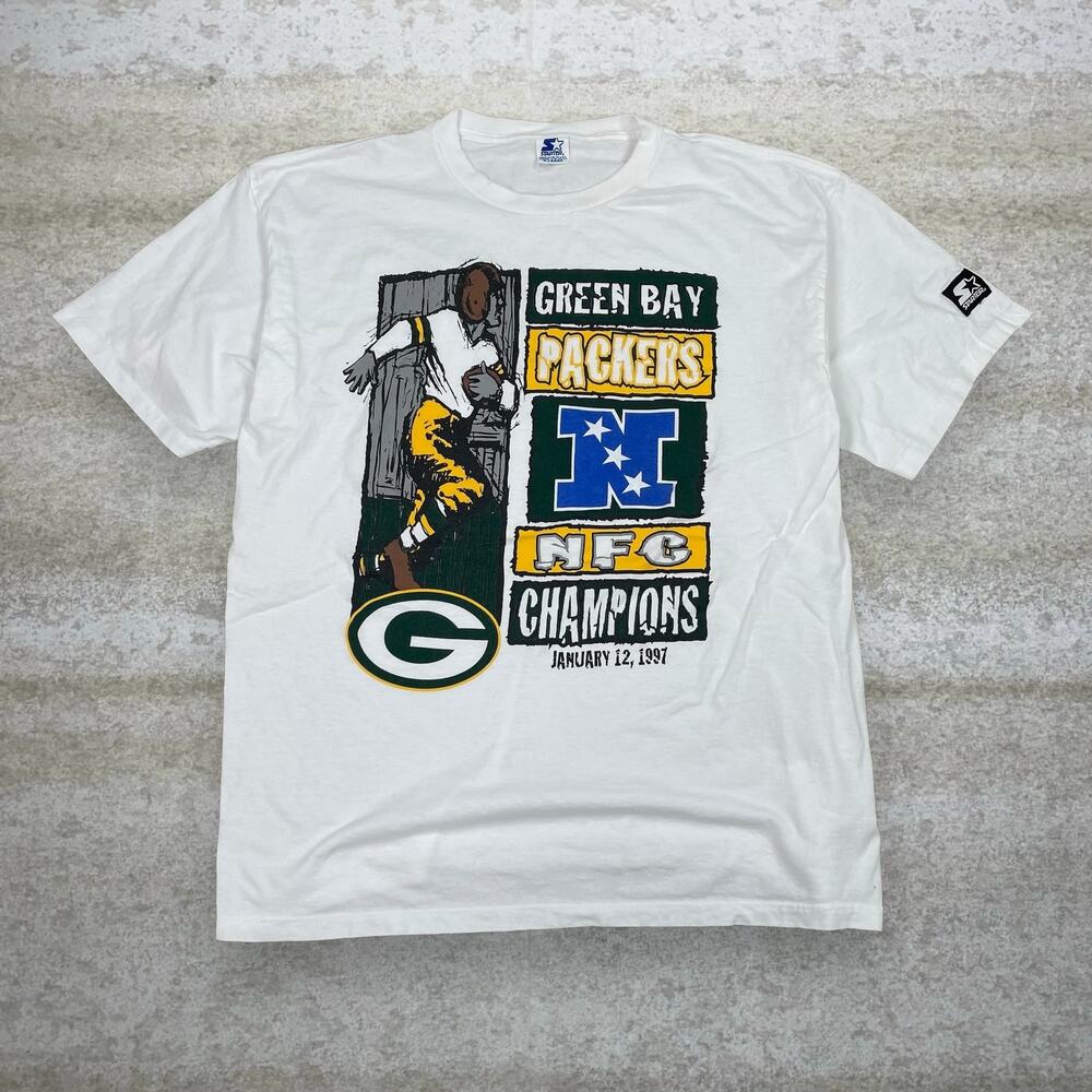 Vintage 90s Starter Green Bay Packers Shirt Mens XL White Cotton Short Sleeve